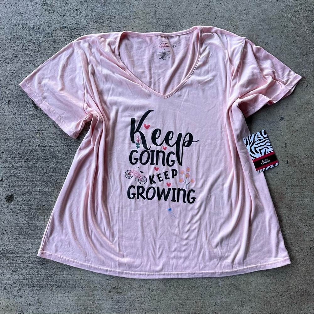 Cozy Couture Pink Keep Going Keep Growing Pajama Sleep Shirt